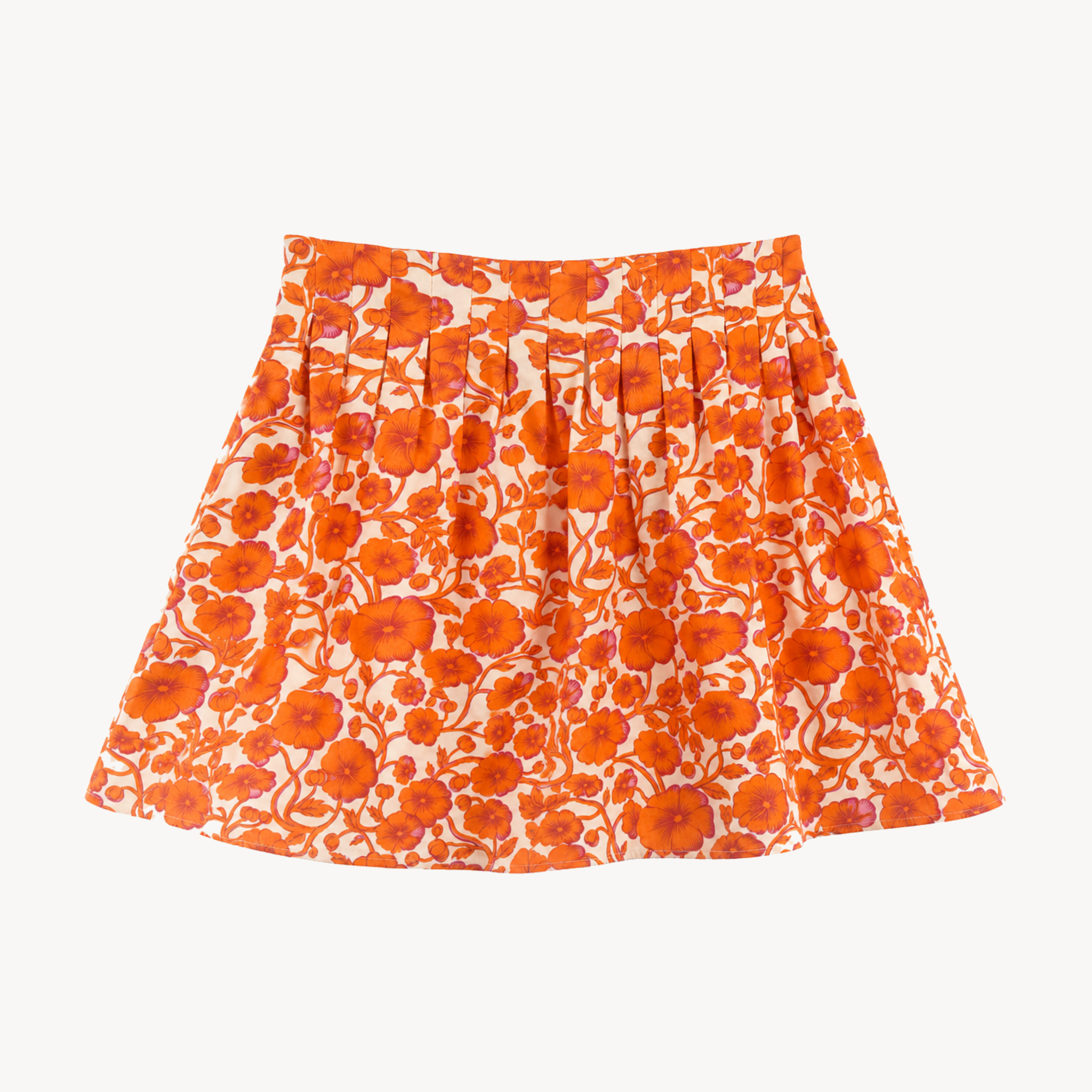 Jupe Nara imprimé fleurs oranges