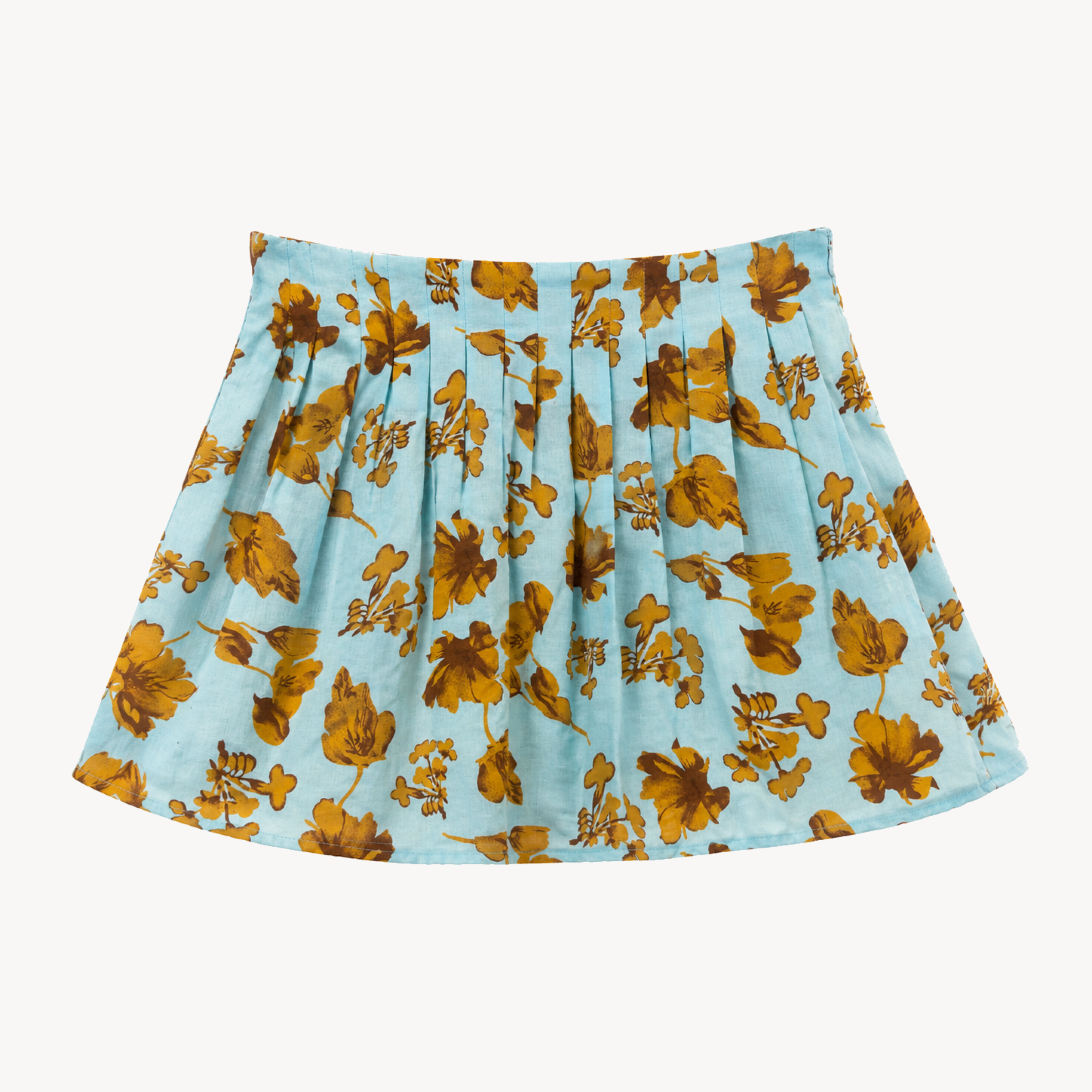 Jupe Nara turquoise imprimé fleurs jaunes