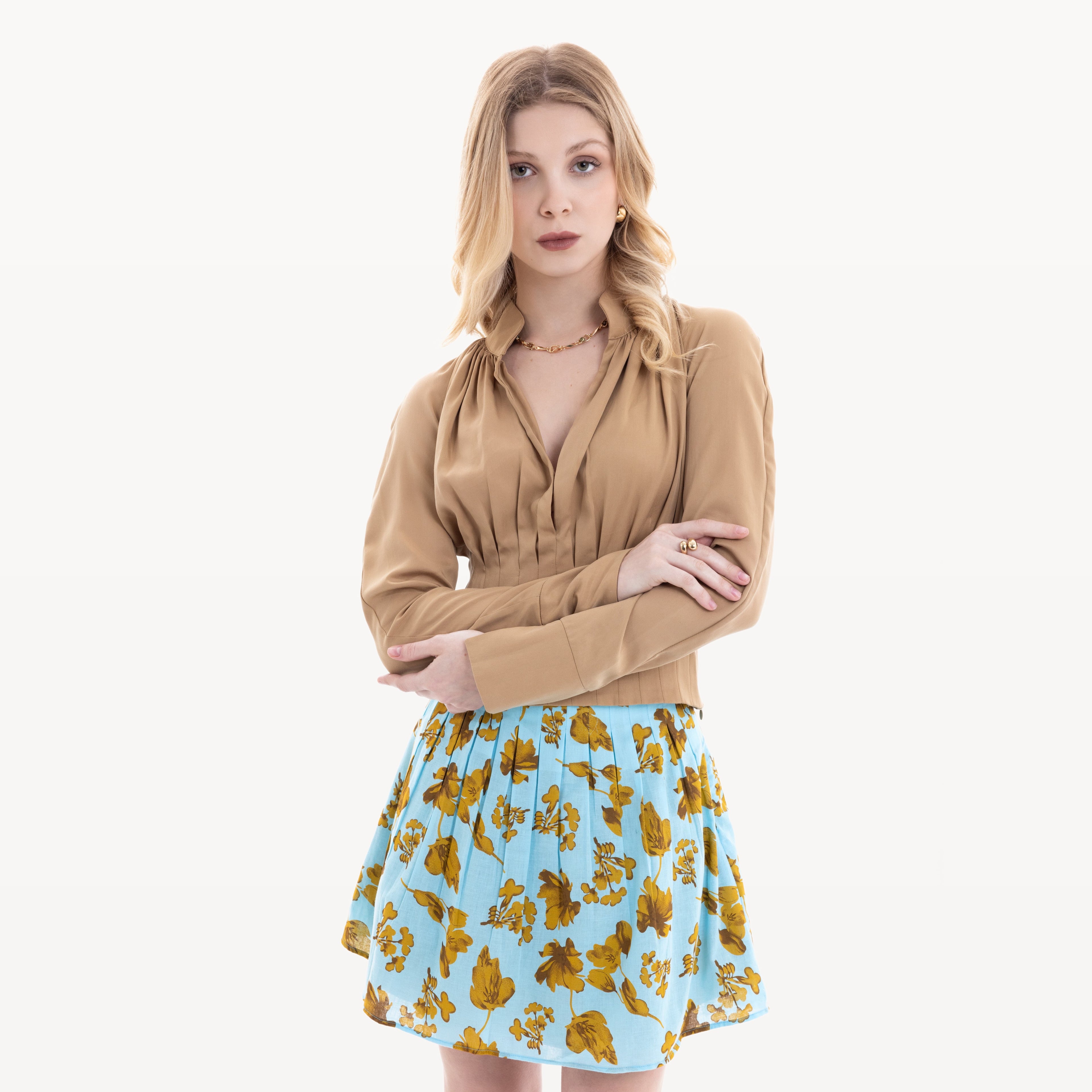 Jupe Nara turquoise imprimé fleurs jaunes - photo 6660